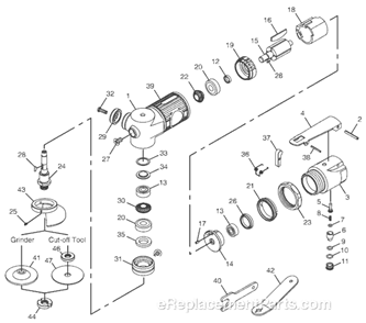 Page A Diagram and Parts List for CP7500D 8941075001 Chicago Pneumatic Angle Grinder